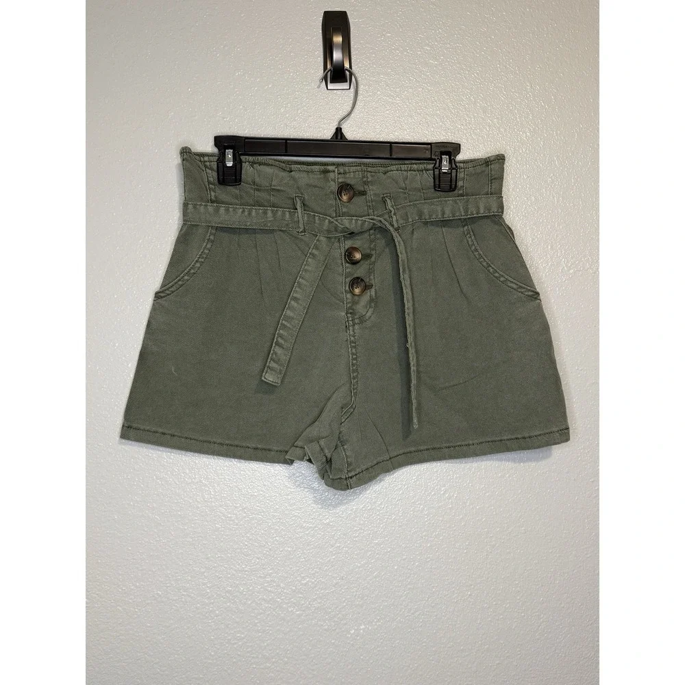 Bohme Olive Green Tie Smocked Waist Shorts Womens Medium NWT‎